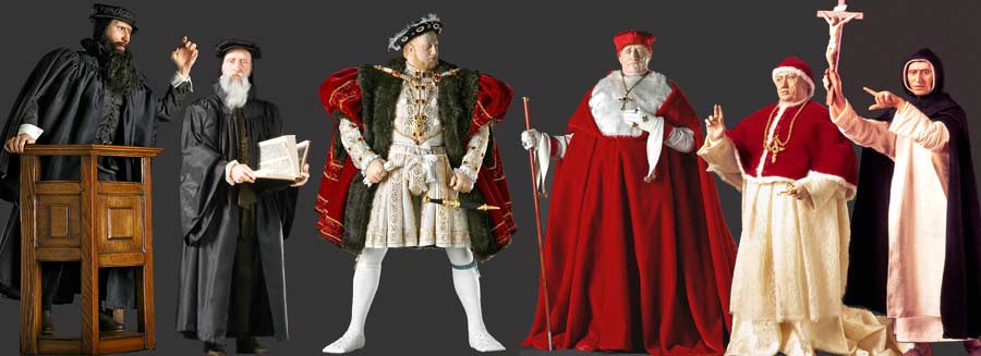 Image of John Knox, Henry VIII, Cardinal Wolsey, Pope Leo X and Savonarola